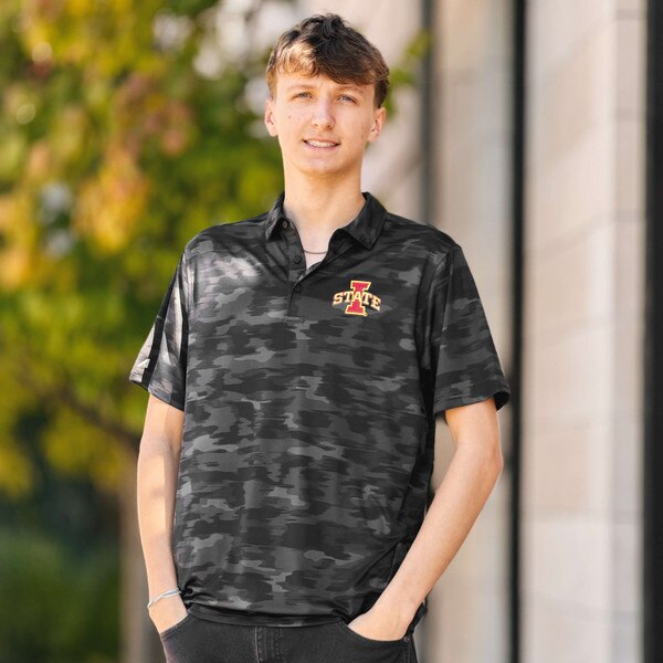 Antigua I-State Black Camouflage Polo